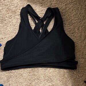 Fabletics Black Strappy Crossover Sports Bra